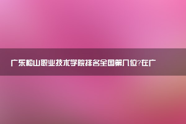 广东松山职业技术学院排名全国第几位?在广东排多少名?