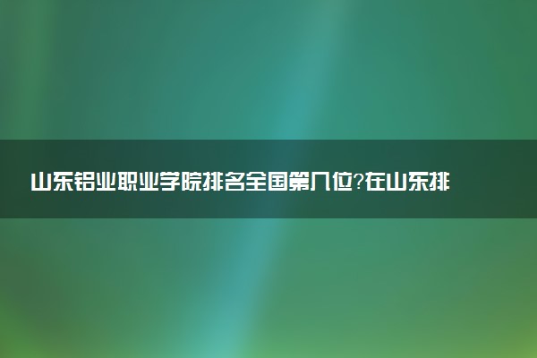山东铝业职业学院排名全国第几位?在山东排多少名?