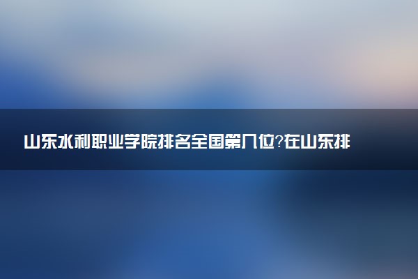 山东水利职业学院排名全国第几位?在山东排多少名?