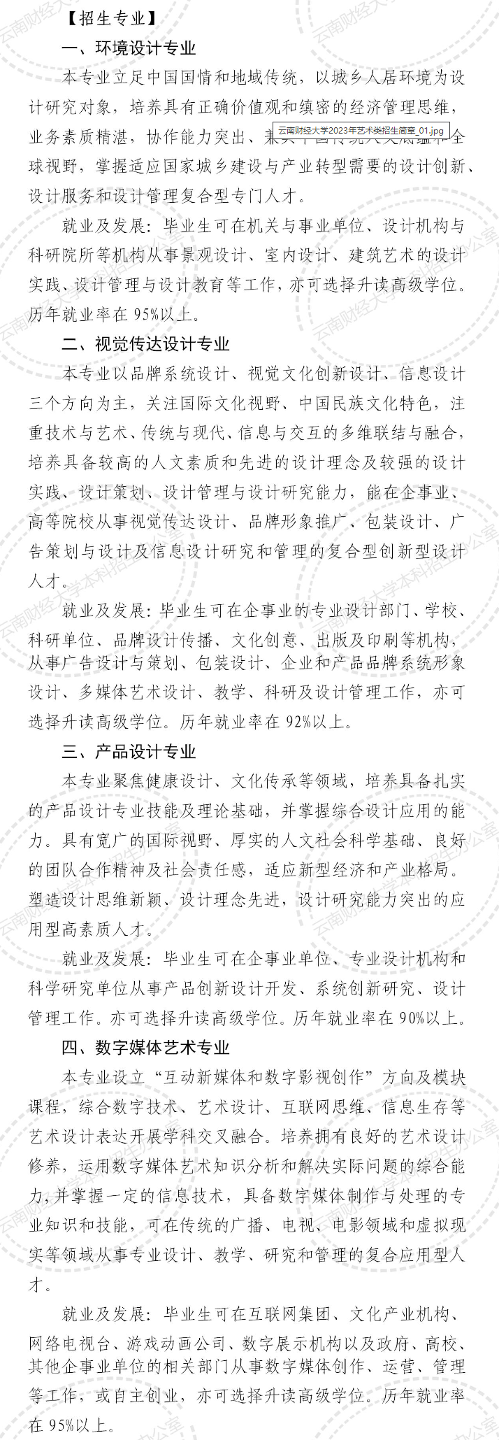 【艺术类专业】2023年云南财经大学艺术类专业有哪些?